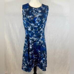 DKNY shades of blue abstract print Aline dress size 10